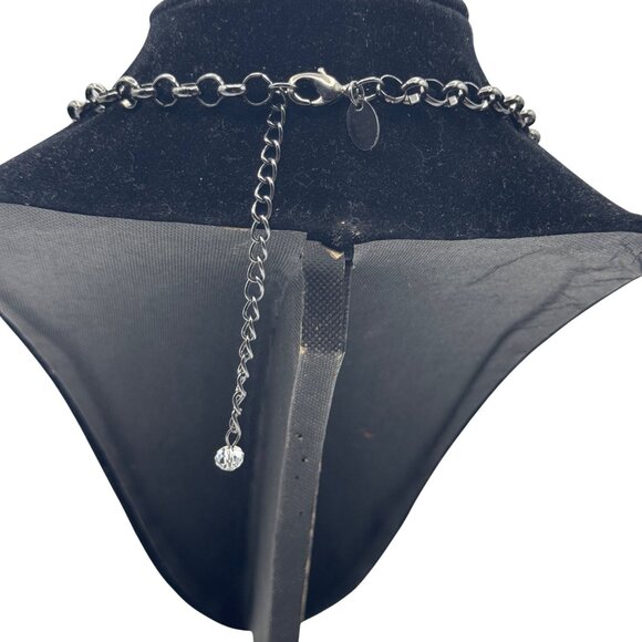 Iridescent Crystal Bead Cluster Necklace On Black Chain With Adjustable Lobster - Picture 4 of 6